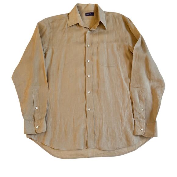 Ralph Lauren Purple Label Men's 100% Linen Long Sleeve Dress Shirt Size 16.5 XL - Picture 1 of 15
